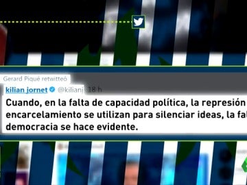 El tuit de Kilian Jornet sobre "represión y cárcel" que Gerard Piqué hizo suyo El tuit de Kilian Jornet sobre "represión y cárcel" que Gerard Piqué hizo suyo