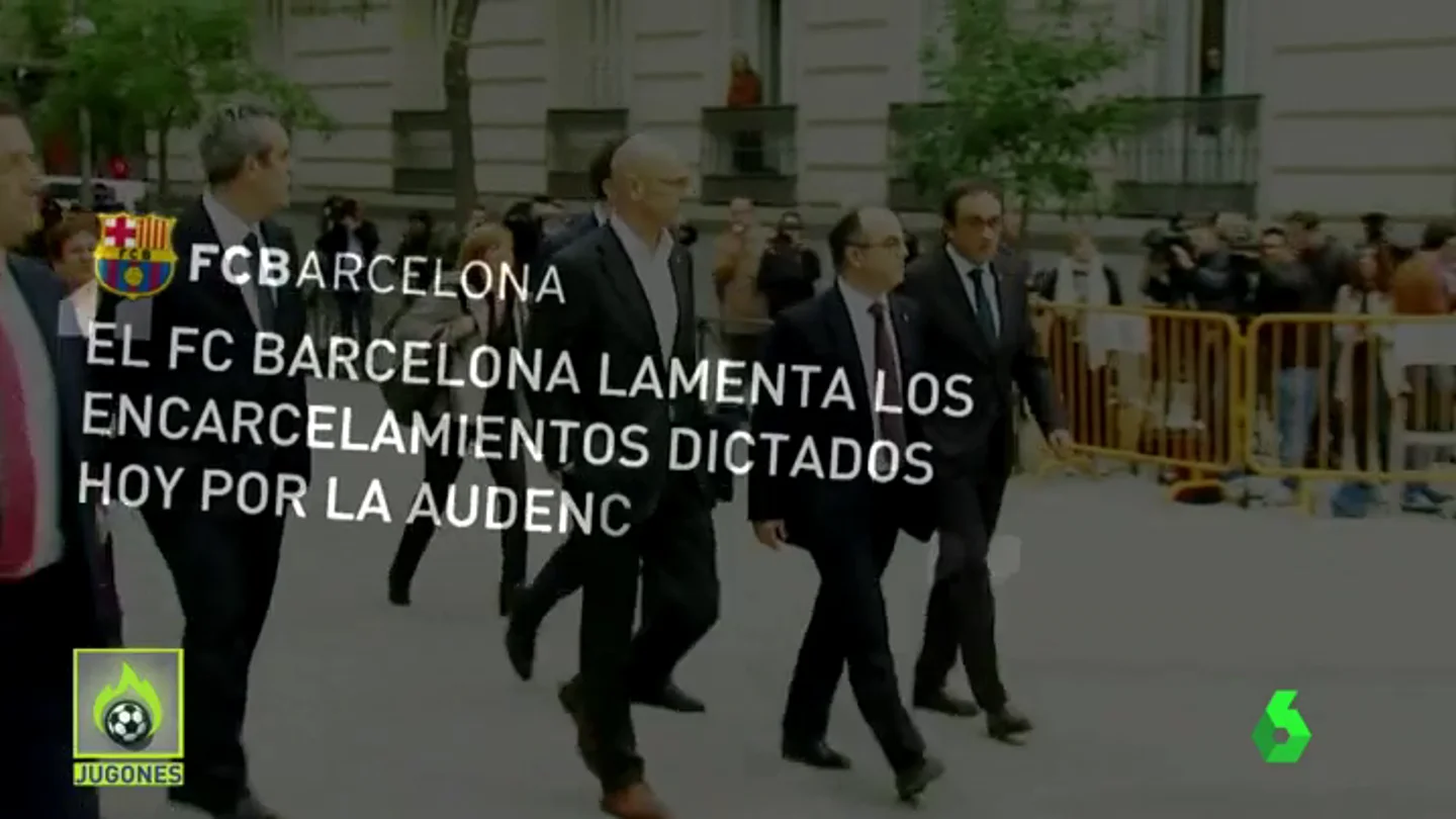 El Barcelona "lamenta" los encarcelamientos de los miembros del Govern y llama "a la serenidad" El Barcelona "lamenta" los encarcelamientos de los miembros del Govern y llama "a la serenidad"