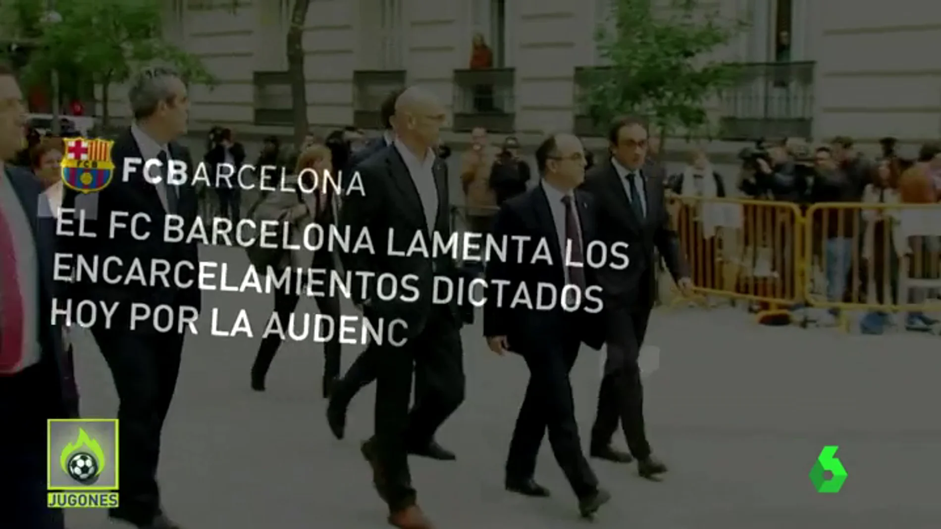El Barcelona "lamenta" los encarcelamientos de los miembros del Govern y llama "a la serenidad"
