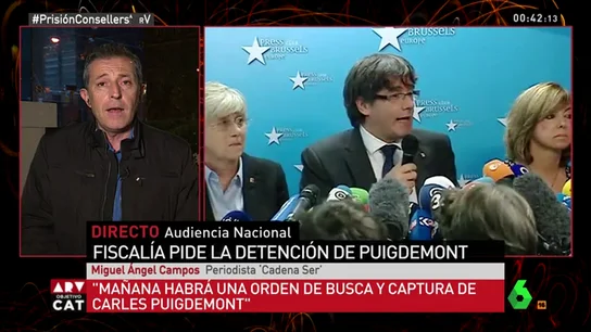 Miguel Ángel Campos: "Mañana habrá una orden de busca y captura de Carles Puigdemont" Miguel Ángel Campos: "Mañana habrá una orden de busca y captura de Carles Puigdemont"