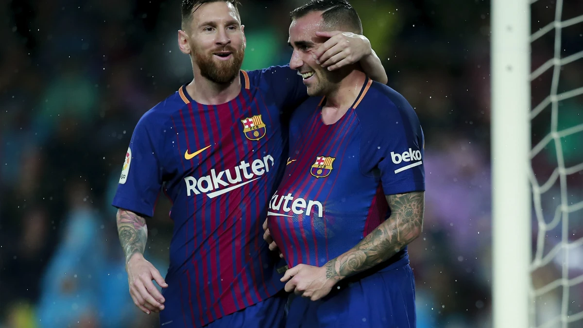 Alcácer celebra un gol con Messi Alcácer celebra un gol con Messi