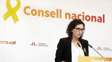 La secretaria general de ERC, Marta Rovira, durante su intervención
