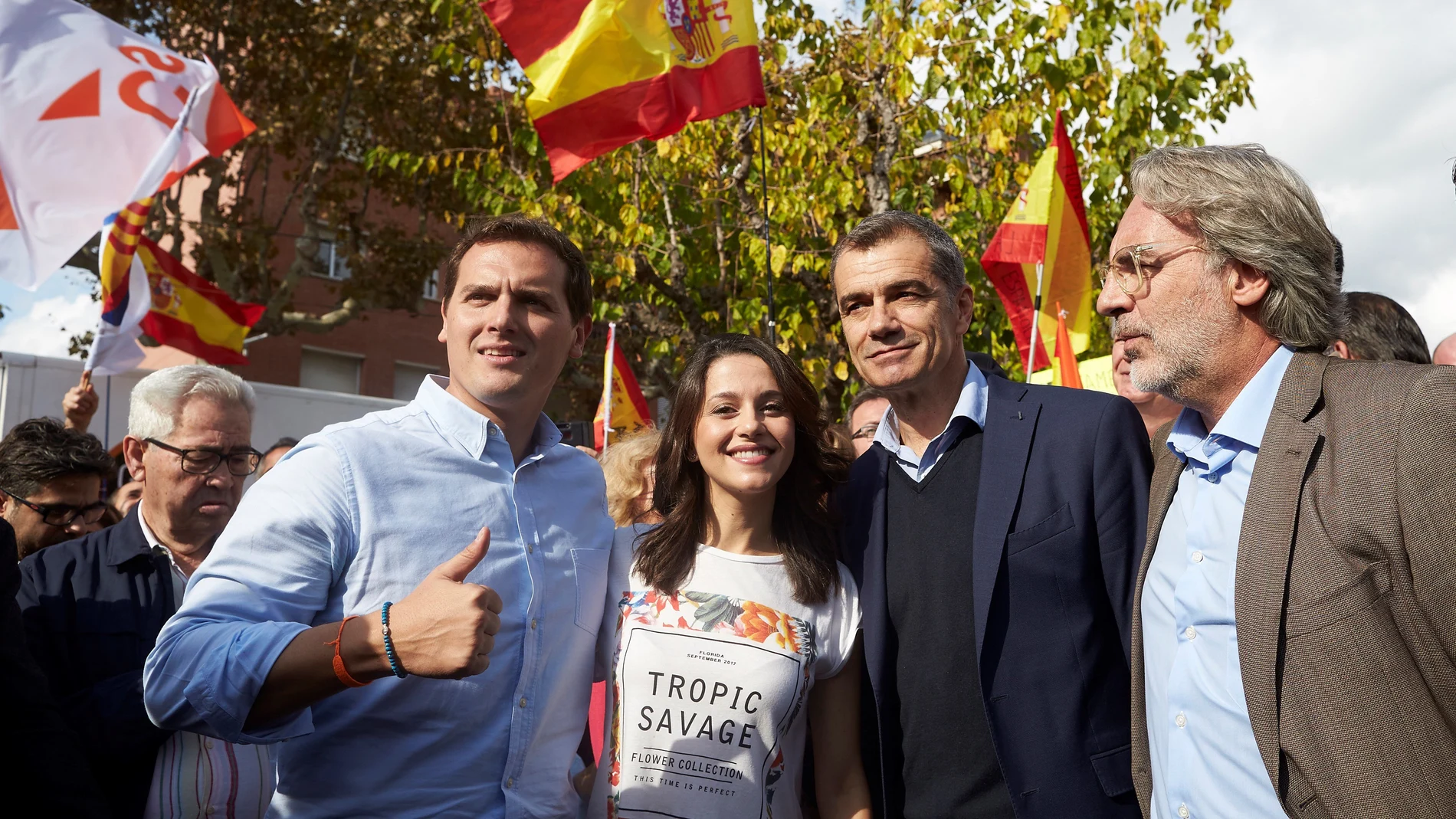 Albert Rivera junto a Inés Arrimadas, Toni Cantó y el concejal de Sant Andreu de Llavaneras Carlos Sánchez Nicolau