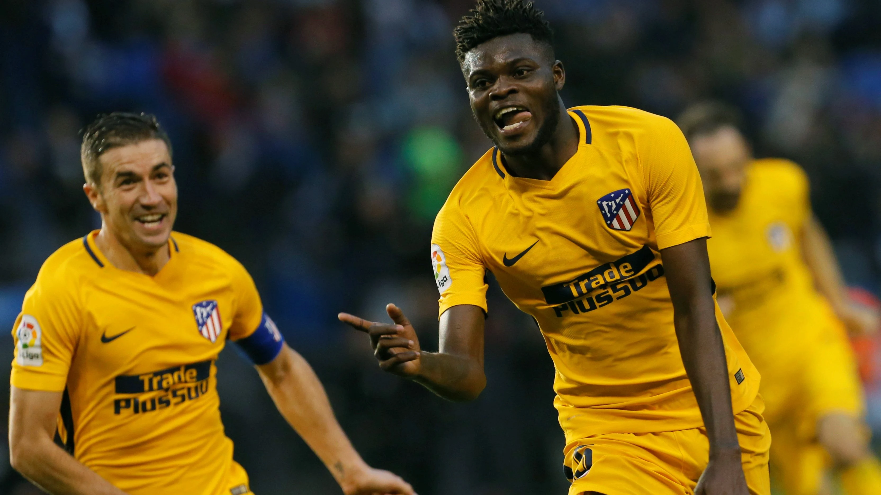 Thomas Partey celebra su gol ante el Deportivo de la Coruña