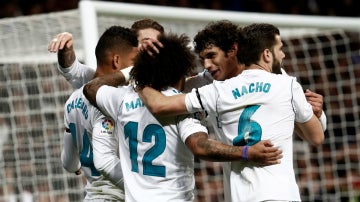 El Real Madrid celebra un gol