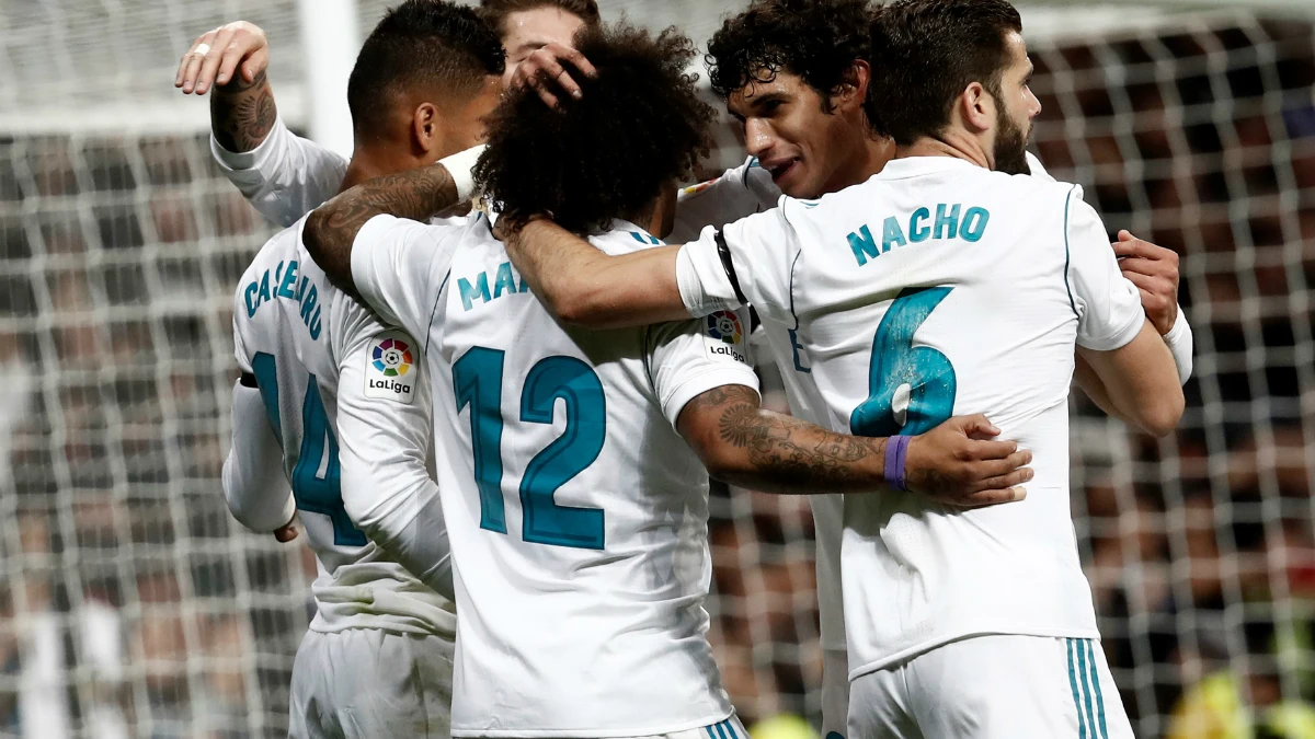 El Real Madrid celebra un gol