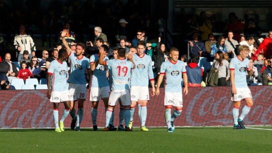 El Celta celebra un gol