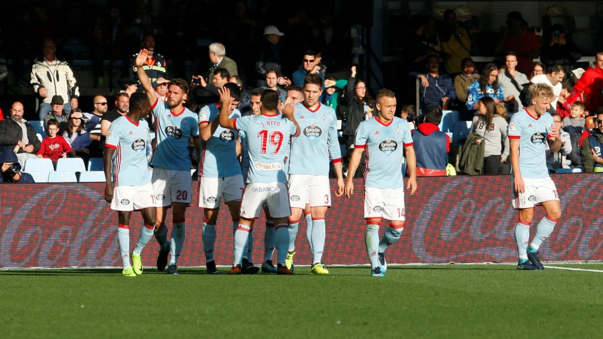 El Celta celebra un gol