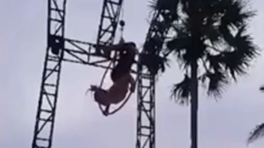 Imagen de la acróbata momentos antes de precipitarse al suelo Imagen de la acróbata momentos antes de precipitarse al suelo