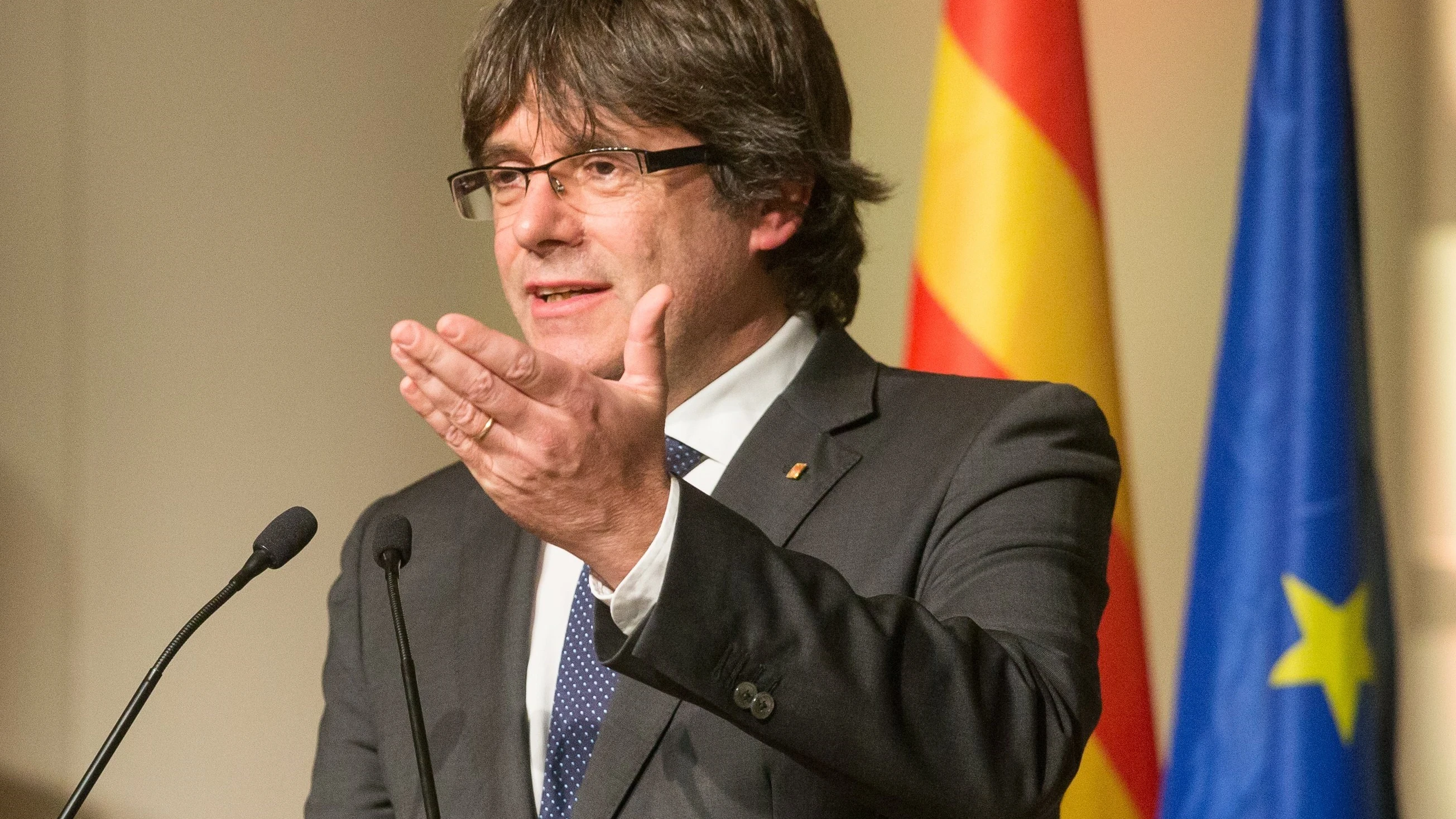 Carles Puigdemont, en un acto con alcaldes independentistas