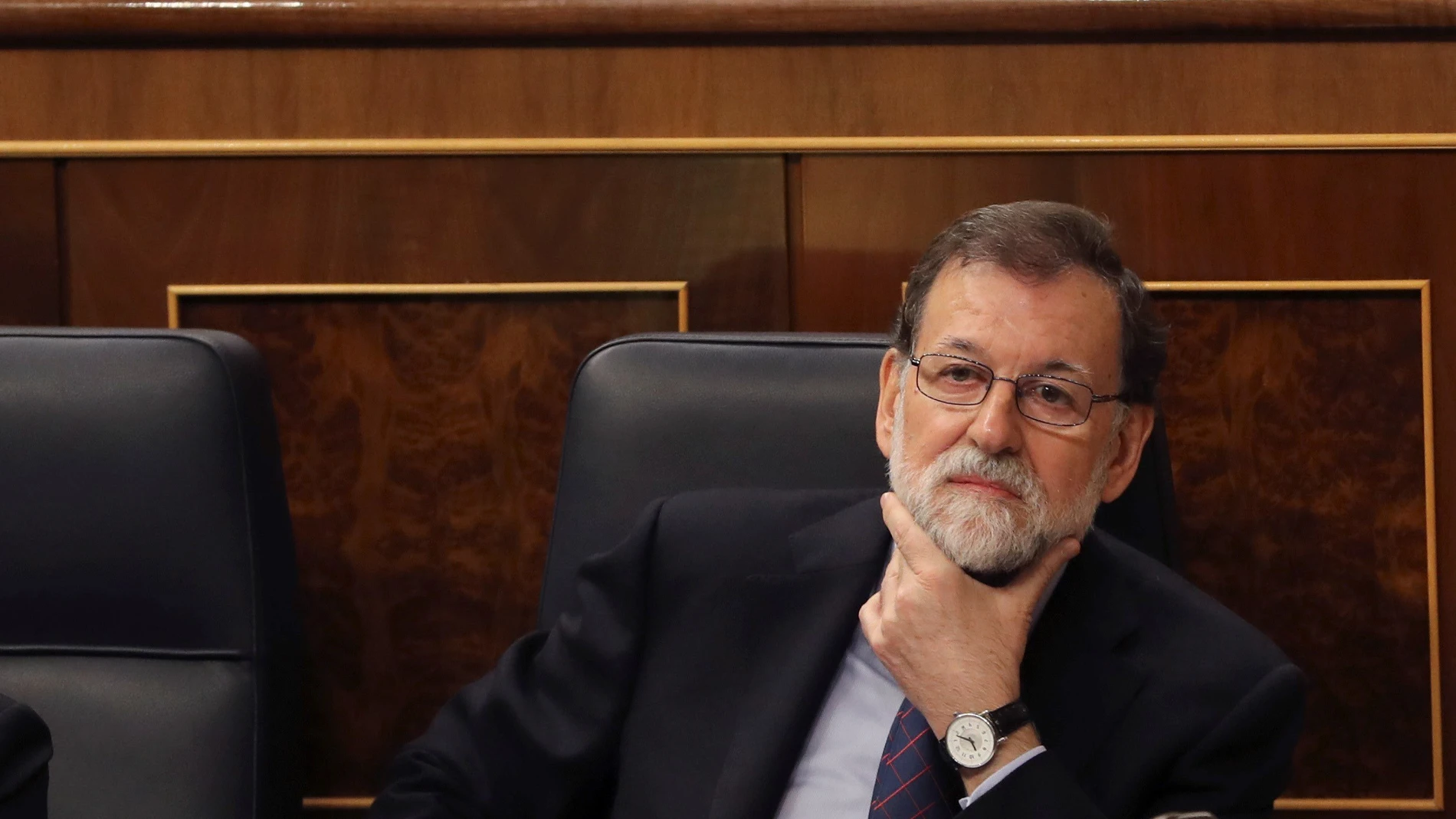 El presidente del Gobierno, Mariano Rajoy, durante la sesión de control al Ejecutivo