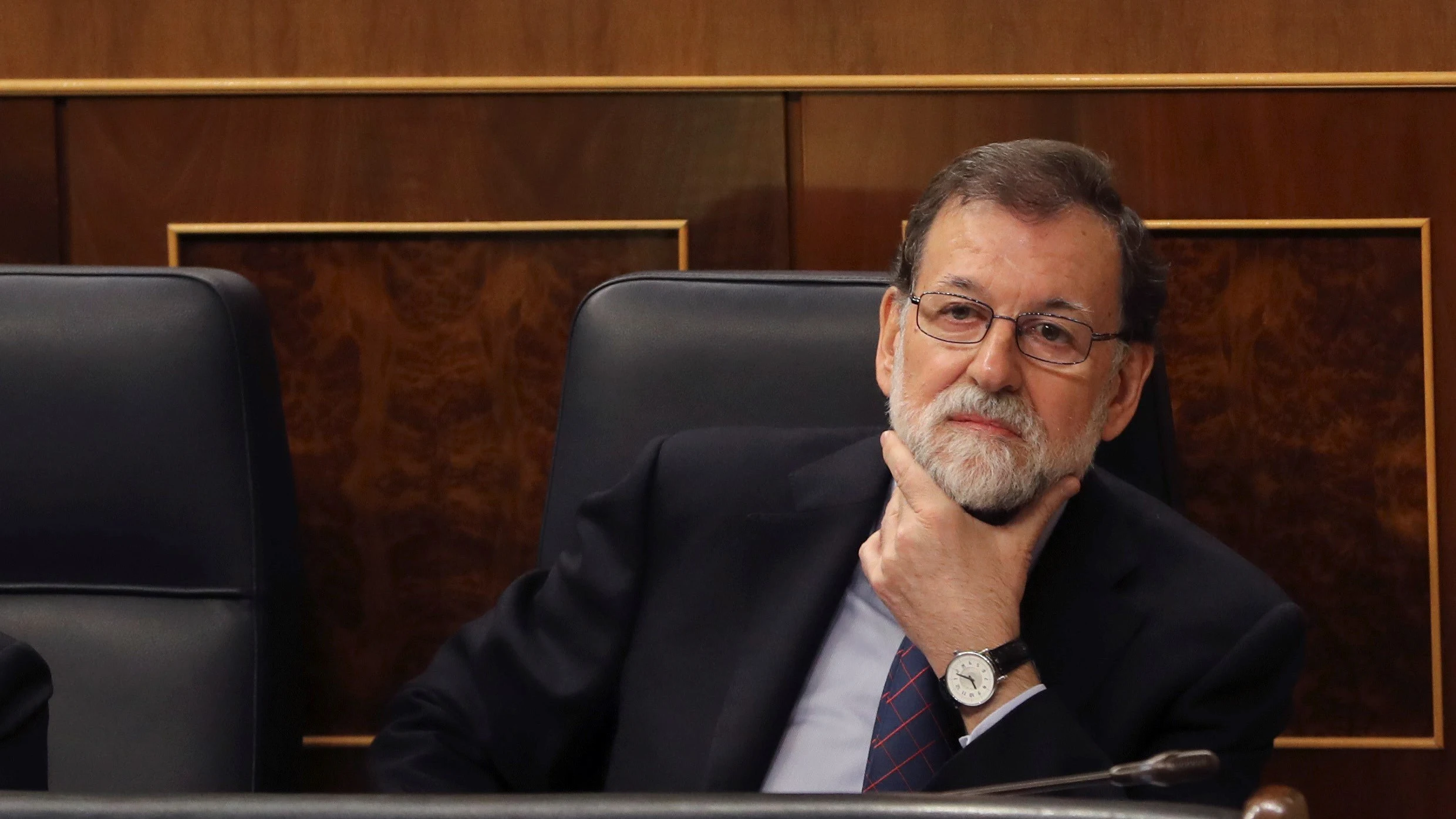 El presidente del Gobierno, Mariano Rajoy, durante la sesión de control al Ejecutivo