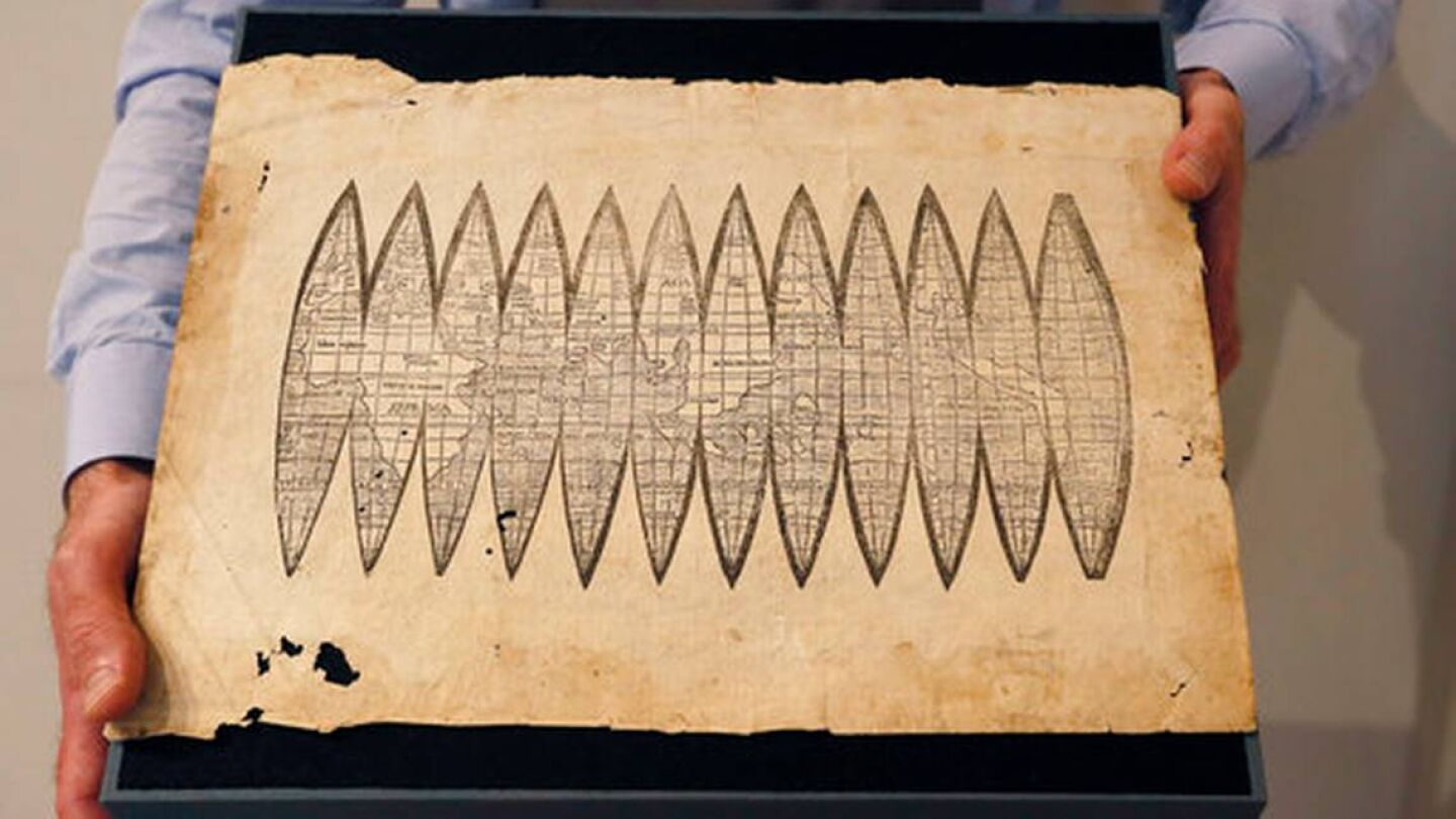 Primer mapa de la historia en el que aparece el nombre de Am&eacute;rica de Martin Waldseem&uuml;ller