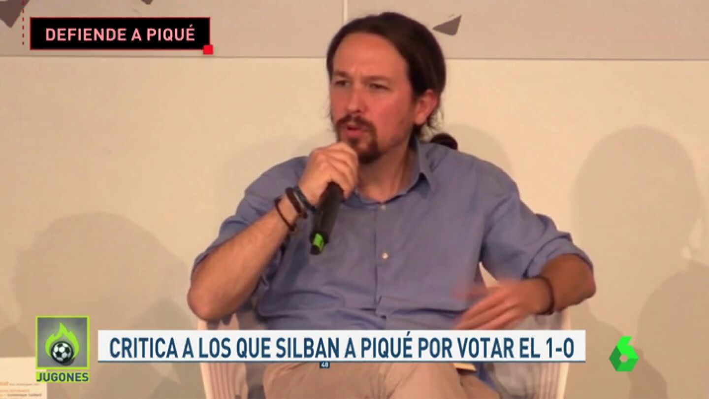 Pablo Iglesias defiende a Piqu&eacute;: "Estoy orgulloso de tener una selecci&oacute;n que celebra con la 'rojigualda', la 'senyera', la 'ikurri&ntilde;a' o la que sea"