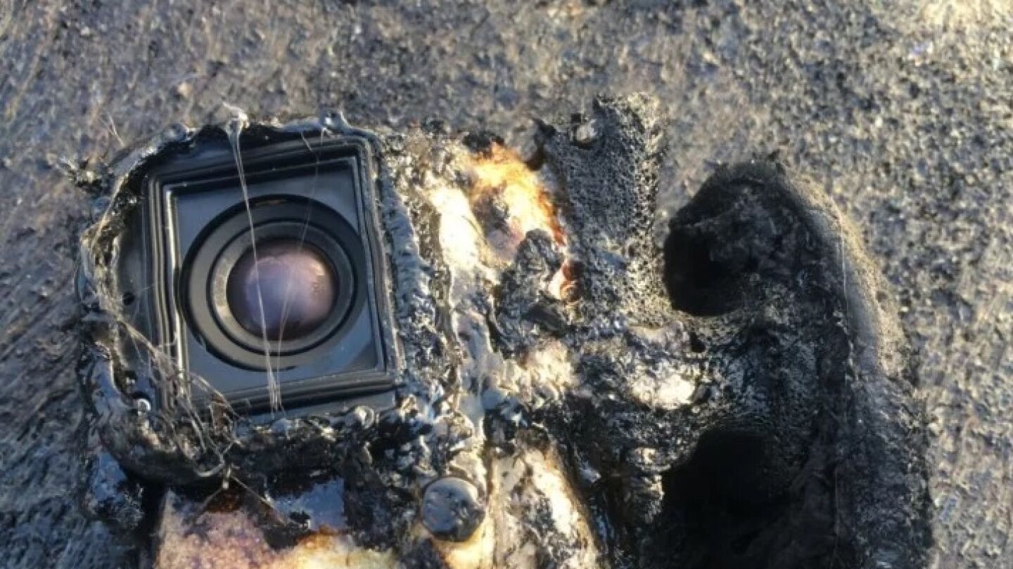 Estado en el que termino la GoPro tras su recorrido por la lava
