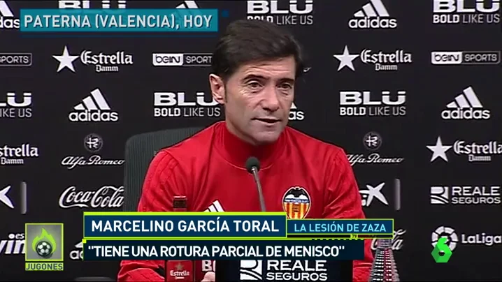 Marcelino: “Zaza tiene una rotura parcial del menisco externo de la rodilla, en cualquier momento tiene que pasar por quirófano"