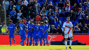 El Getafe celebra un gol ante el Alavés