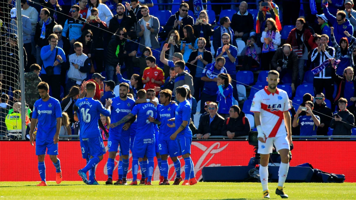 El Getafe celebra un gol ante el Alavés