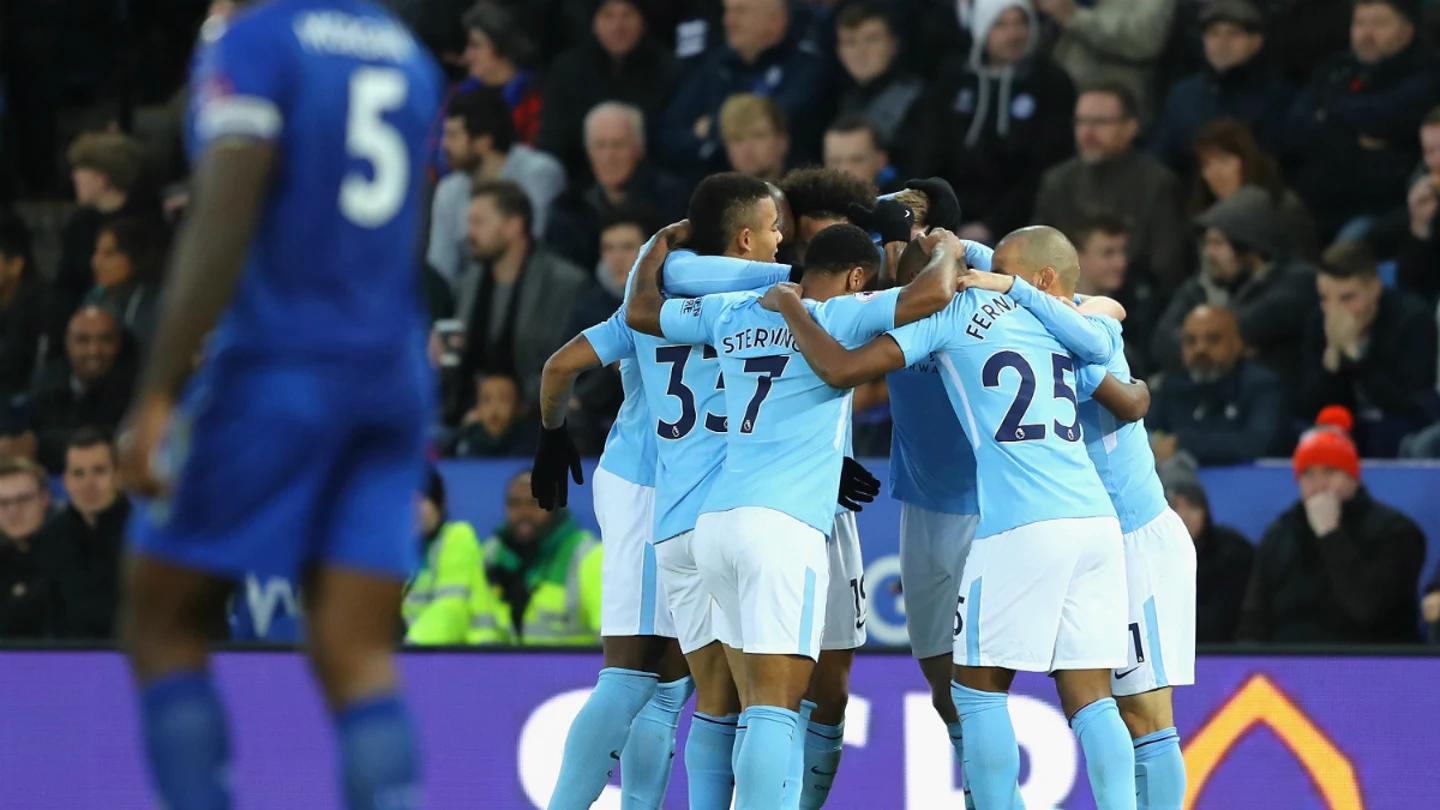 El Manchester City celebra un gol contra el Leicester El Manchester City celebra un gol contra el Leicester