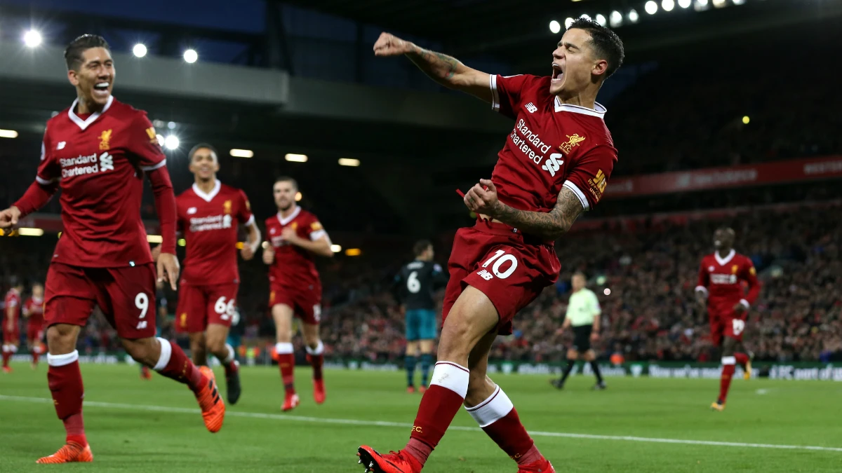 Coutinho celebra un gol con el Liverpool Coutinho celebra un gol con el Liverpool