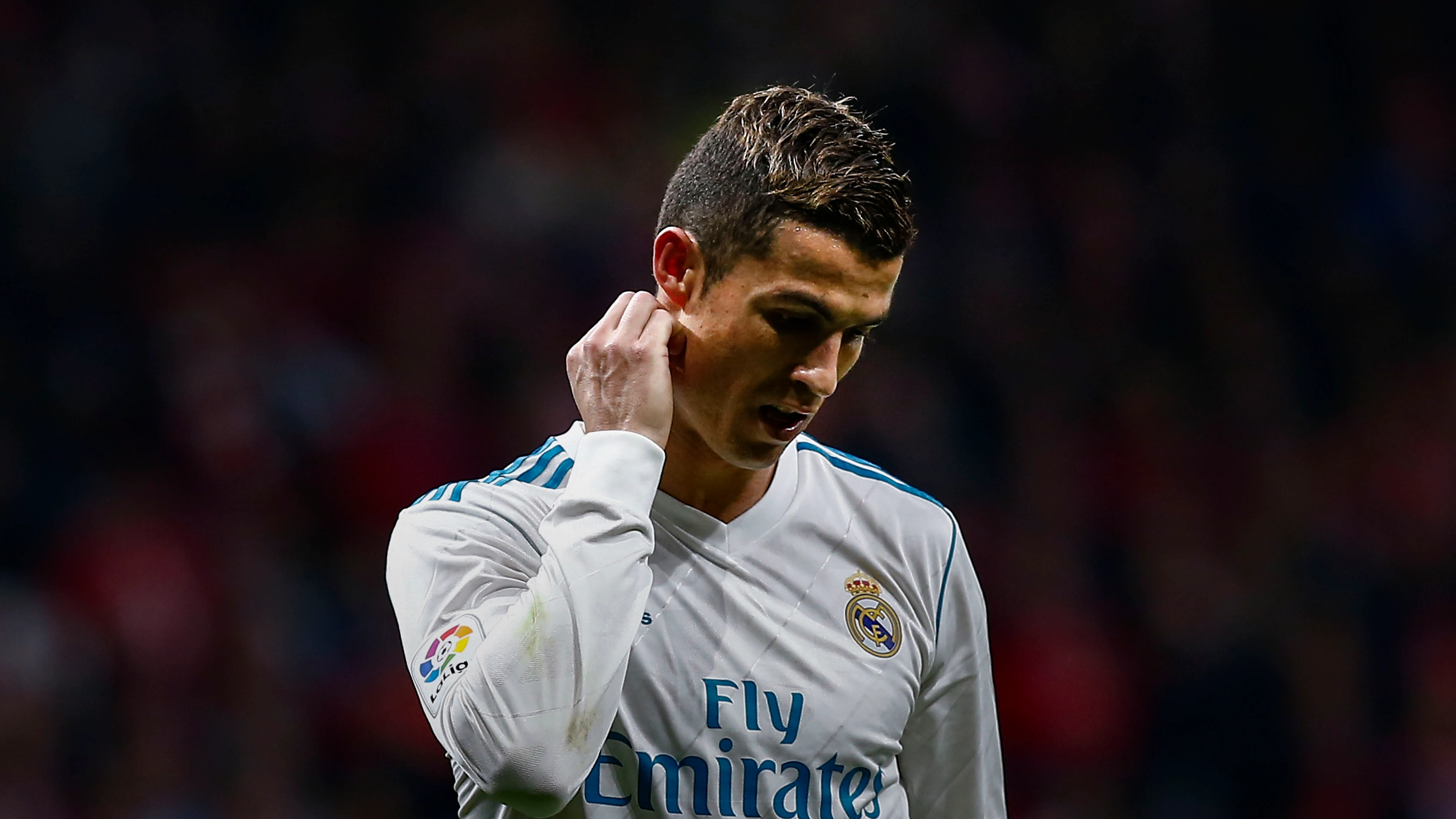 Cristiano Ronaldo se lamenta tras una acción en el Wanda Metropolitano