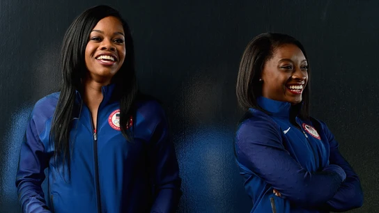Gabby Douglas y Simone Biles, durante una sesión de fotos Gabby Douglas y Simone Biles, durante una sesión de fotos