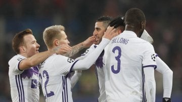 Los jugadores del Maribor celebran su gol ante el Spartak