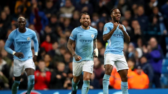 Sterling celebra su gol con el Manchester City Sterling celebra su gol con el Manchester City