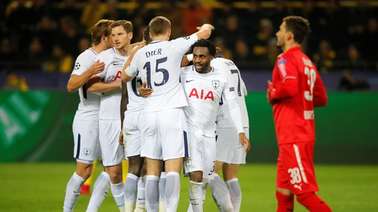 Los jugadores del Tottenham celebran un gol ante el Borussia Dortmund Los jugadores del Tottenham celebran un gol ante el Borussia Dortmund