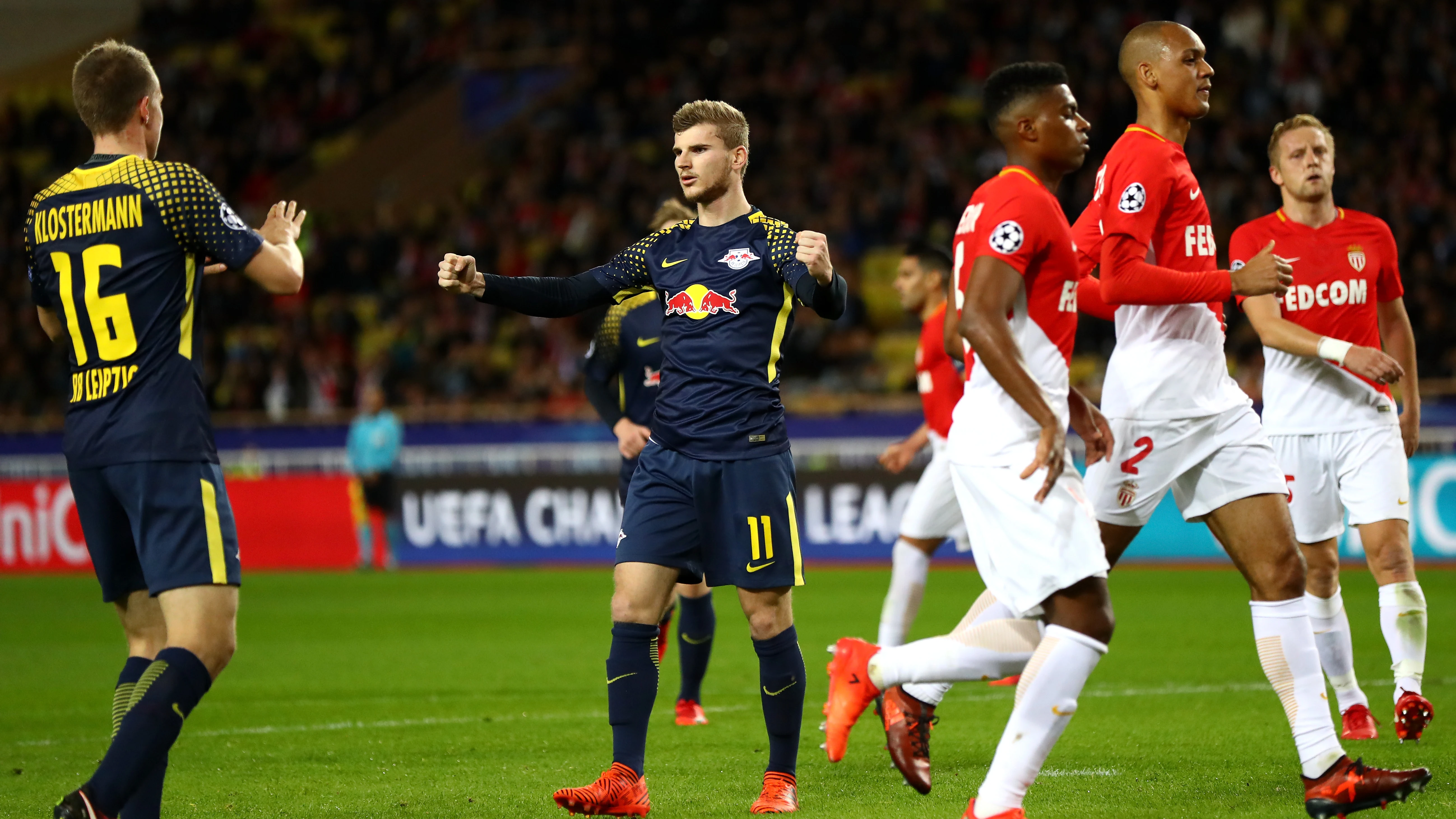 Timo Werner celebra su gol ante el Mónaco