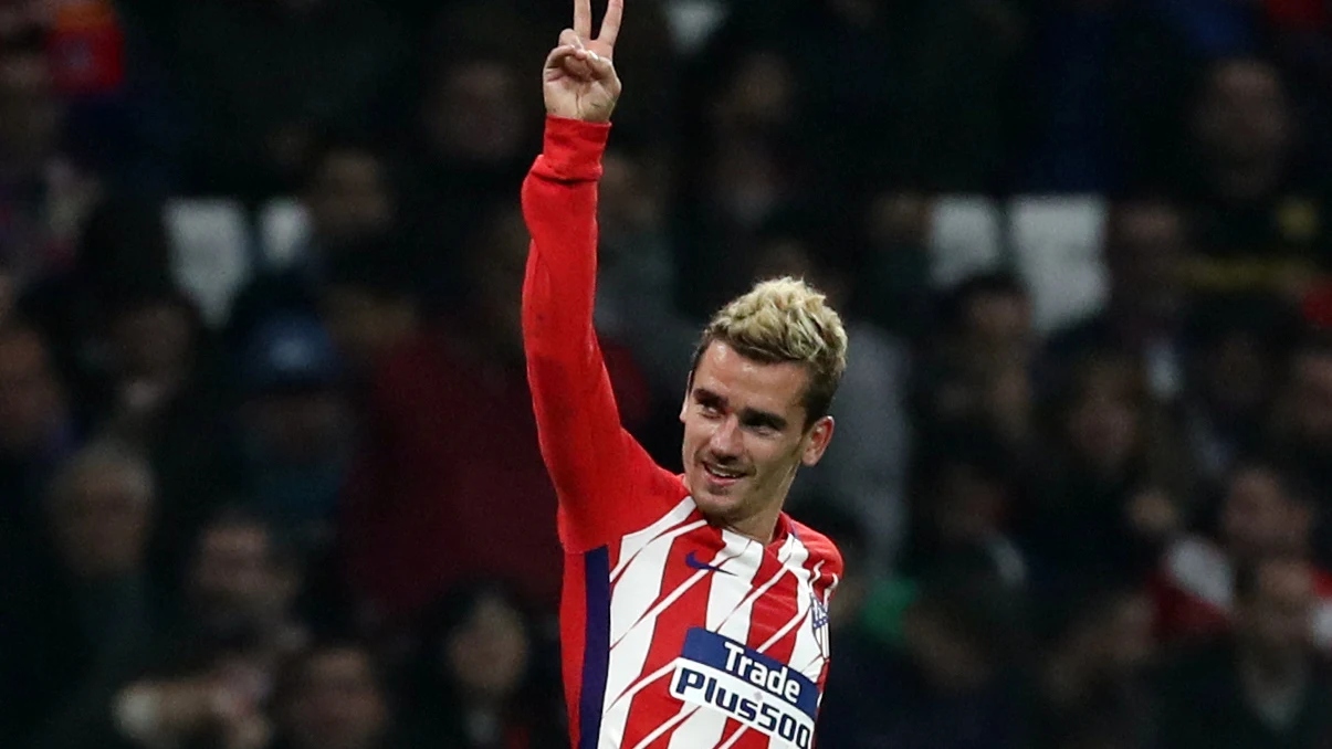 Antoine Griezmann celebra su gol con el Atlético de Madrid