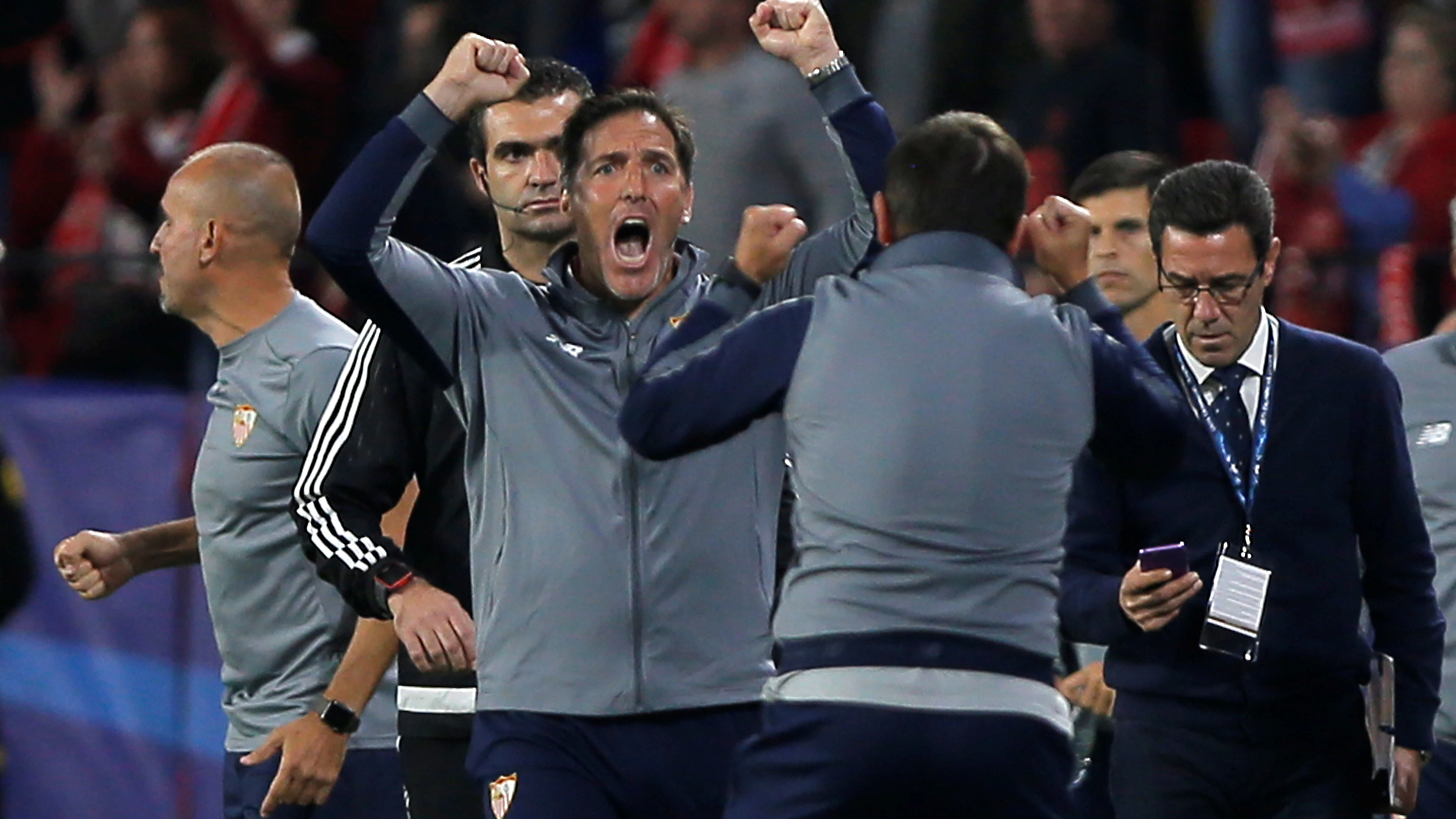 Berizzo celebra el gol del empate