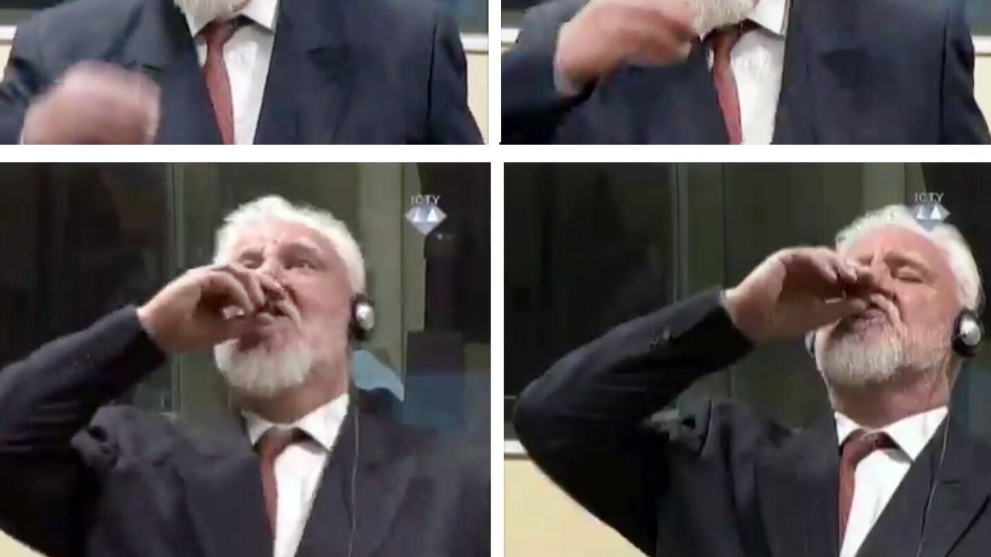 El bosniocroata Slobodan Praljak ingiere una sustancia desconocida