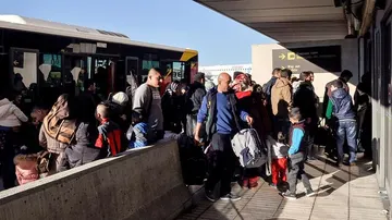 Refugiados sirios a su llegada a España