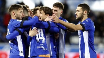 Los jugadores del Alavés celebrando un tanto en Copa del Rey