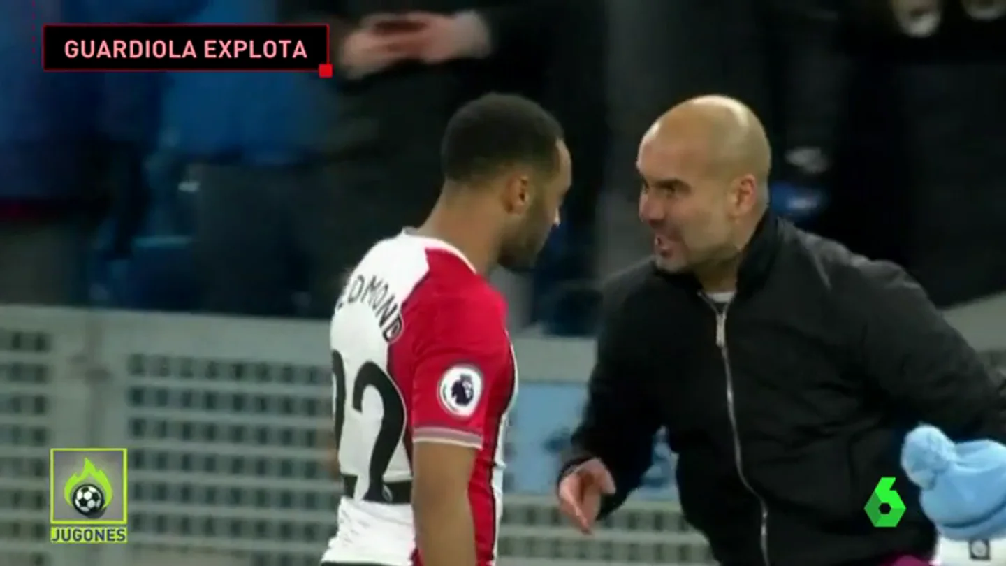Guardiola enloqueció con un jugador rival al terminar el partido del Manchester City Guardiola enloqueció con un jugador rival al terminar el partido del Manchester City