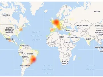 Mapa de Downdetector con la incidencia de Whatsapp Mapa de Downdetector con la incidencia de Whatsapp
