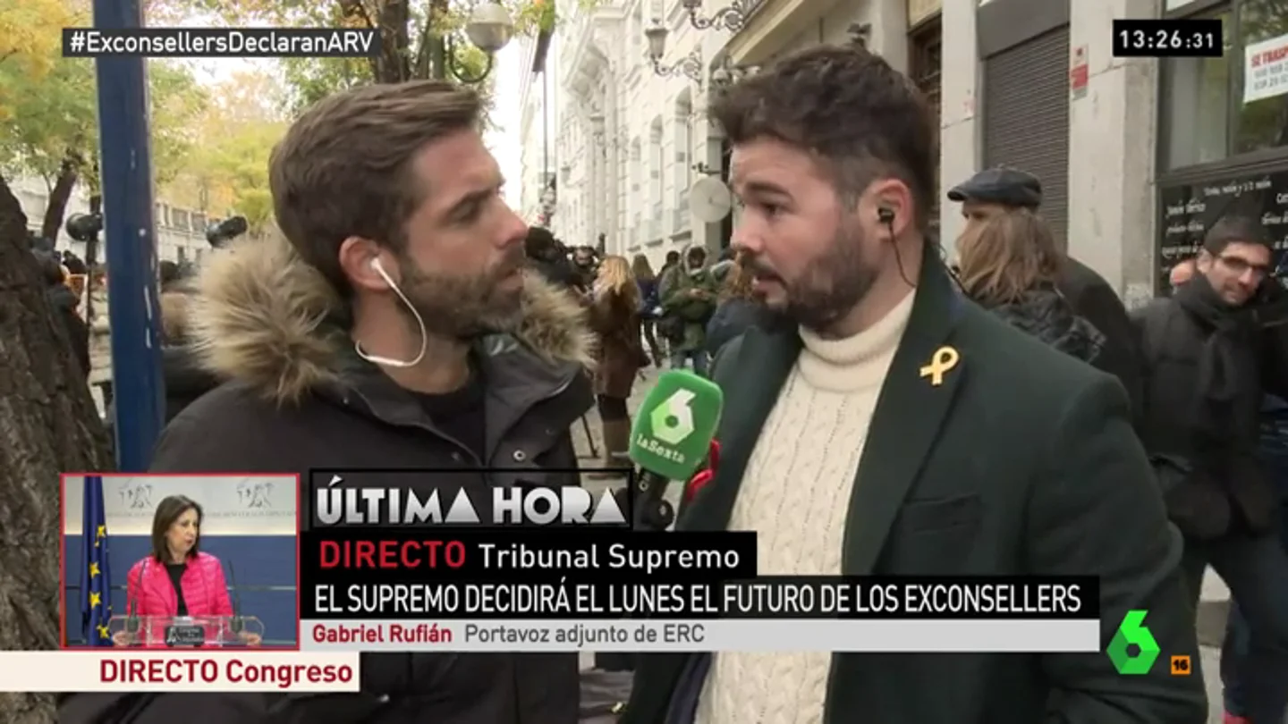 Gabriel Rufián, sobre el recurso de Podemos al 155: "Forma parte de su equidistancia. Se lo agradecemos" Gabriel Rufián, sobre el recurso de Podemos al 155: "Forma parte de su equidistancia. Se lo agradecemos"