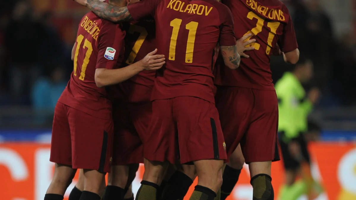 La Roma celebra un gol