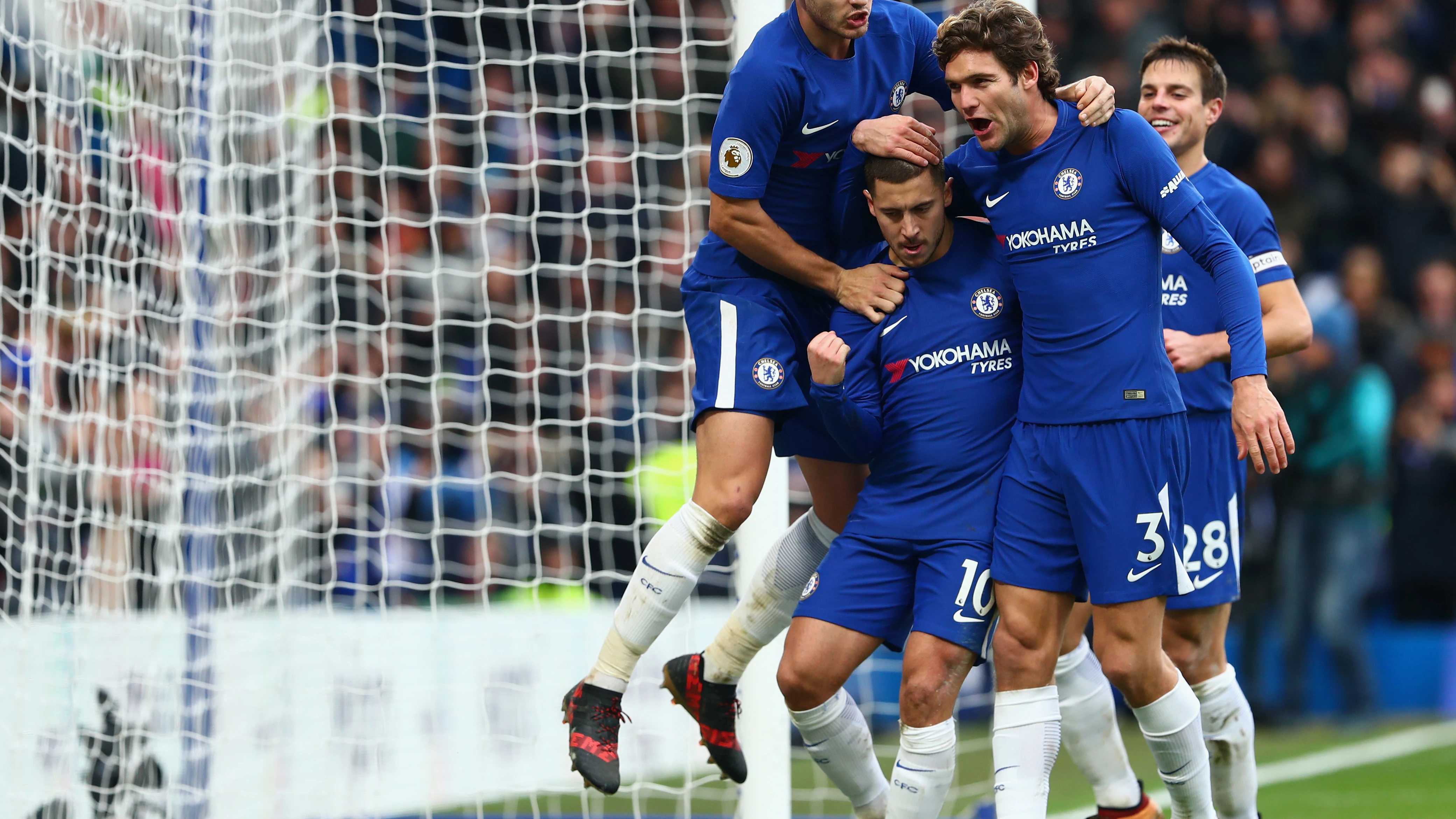 Los jugadores del Chelsea celebran un gol ante el Newcastle