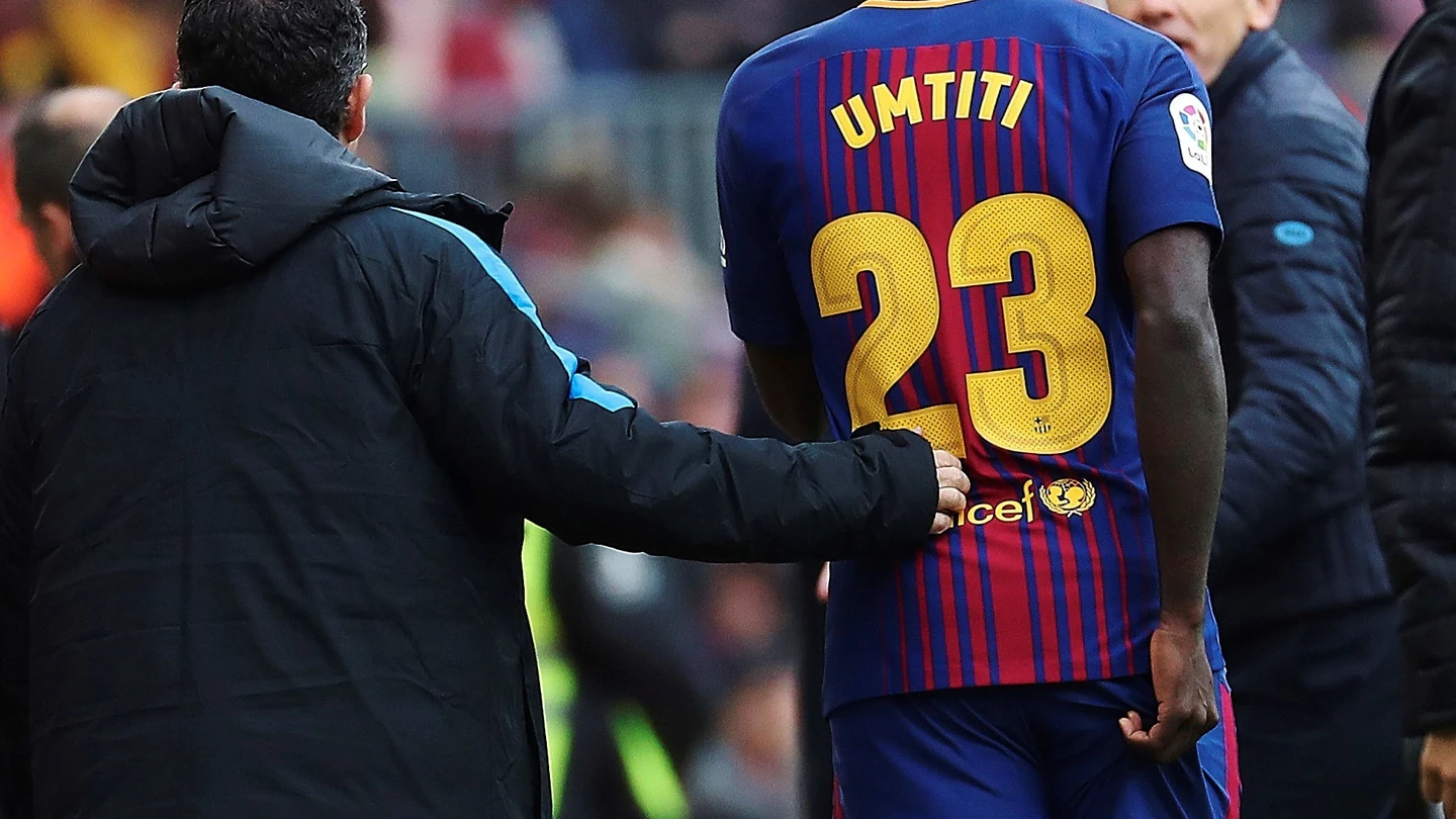Umtiti tras su lesión Umtiti tras su lesión