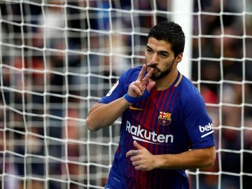 Luis Suárez marcando el gol ante el Celta Luis Suárez marcando el gol ante el Celta