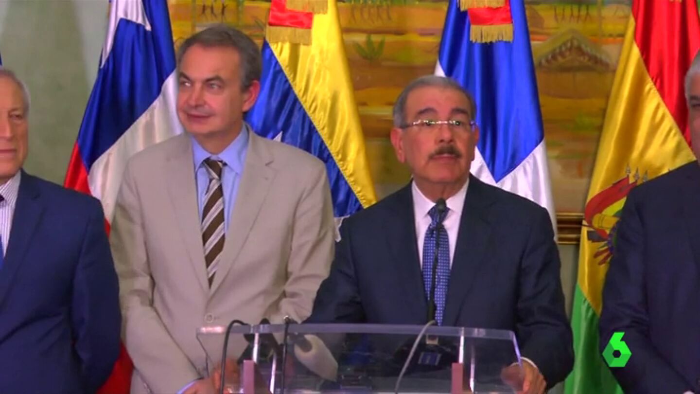 El expresidente del Gobierno espa&ntilde;ol Jos&eacute; Luis Rodr&iacute;guez Zapatero y el presidente dominicano, Danilo Medina
