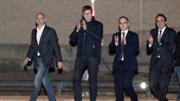 Romeva, Carles Mundó, Jordi Turull, y Josep Rull, a su salida de la prisión de Estremera