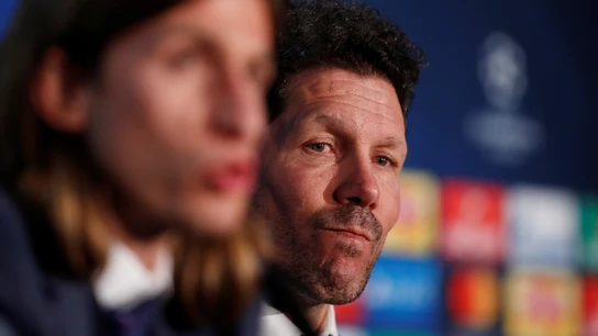 Simeone, durante la rueda de prensa Simeone, durante la rueda de prensa