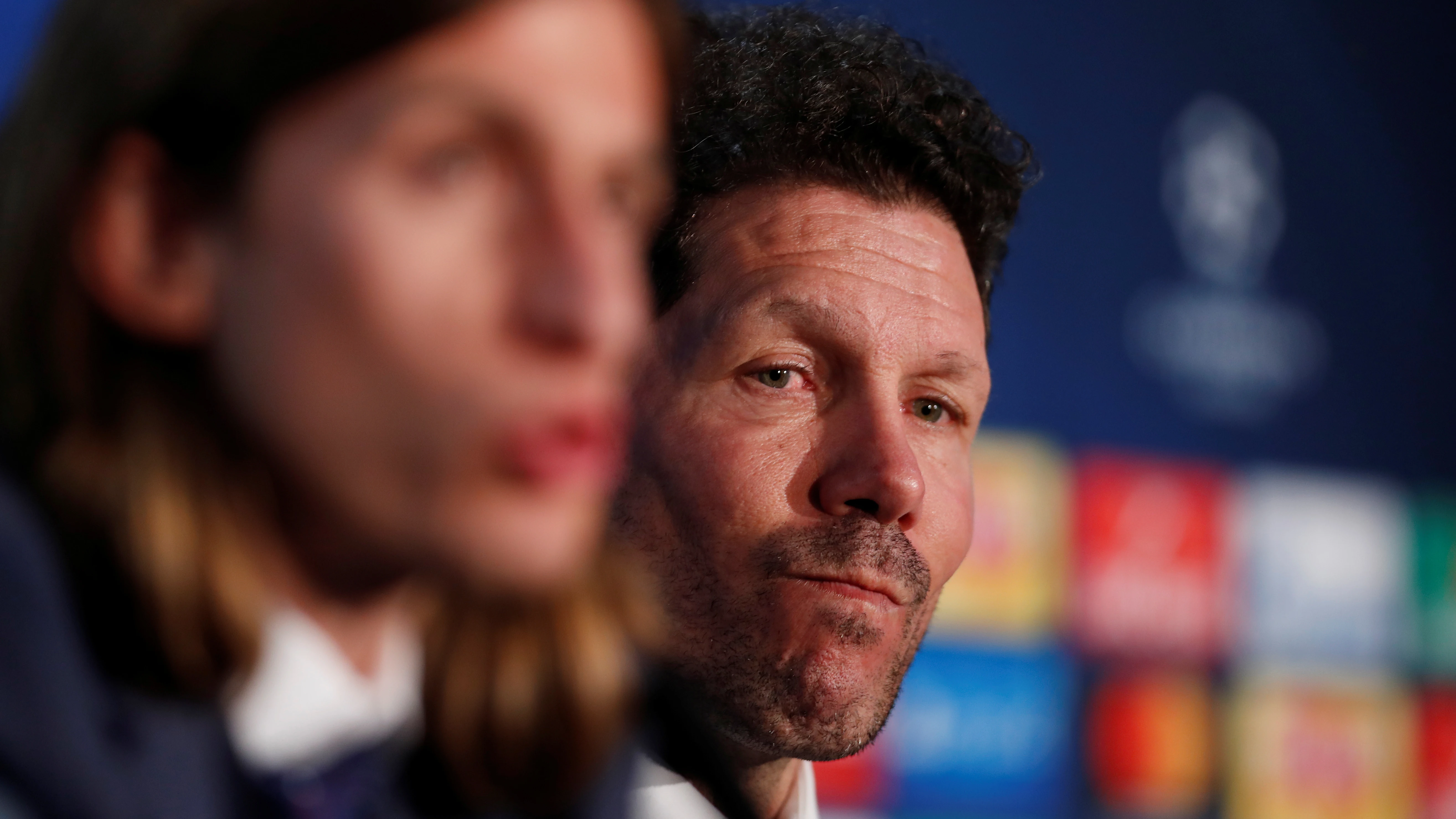 Simeone, durante la rueda de prensa