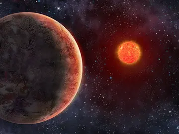 Ilustración del exoplaneta potencialmente GJ 273b alrededor de la estrella de Luyten Ilustración del exoplaneta potencialmente GJ 273b alrededor de la estrella de Luyten