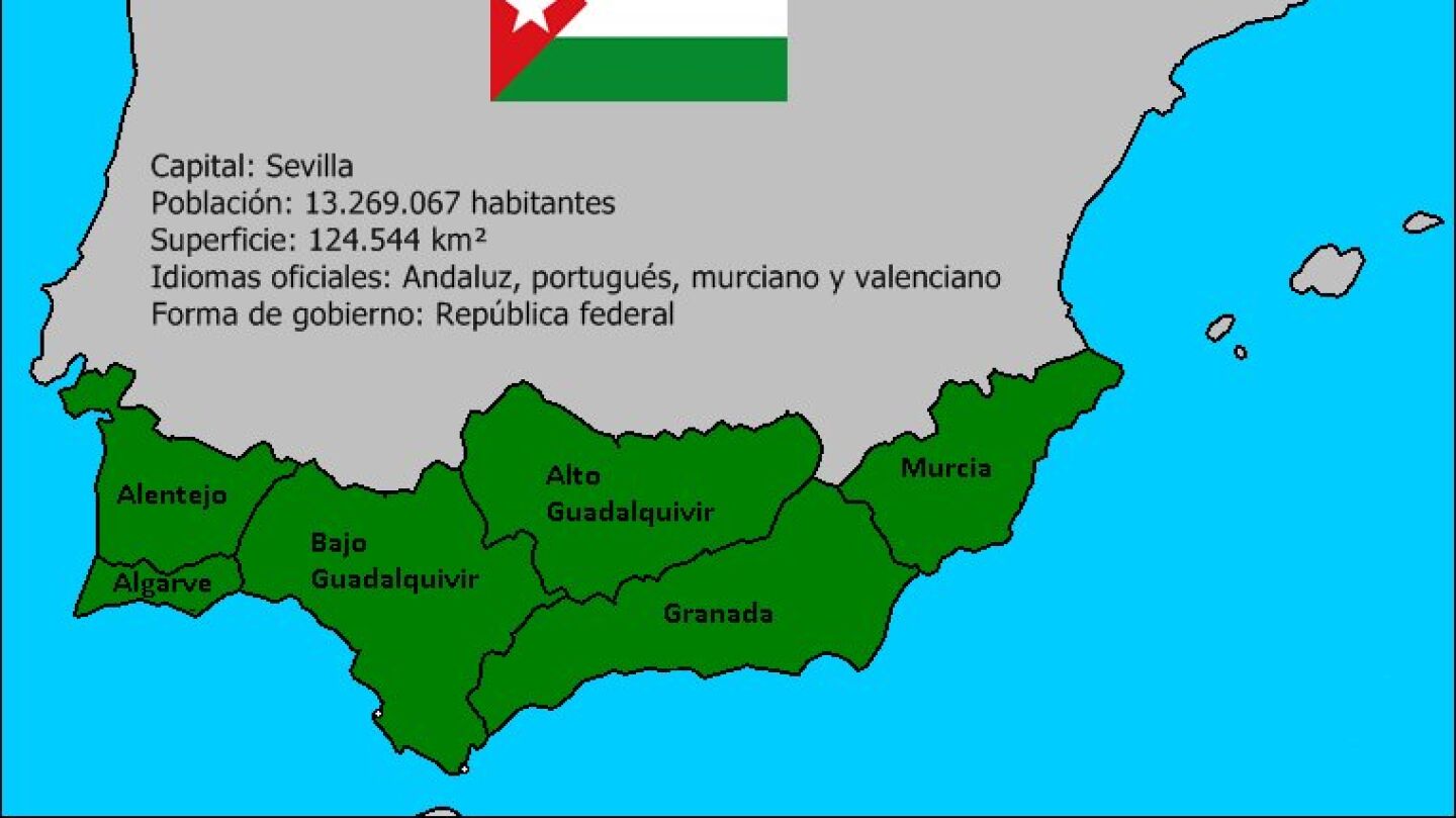 Mapa de los "pa&iacute;ses andaluces" seg&uacute;n la ANA