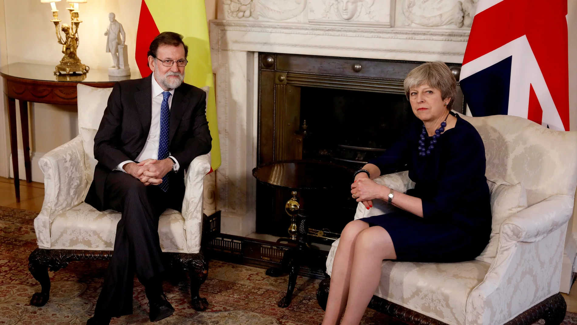Mariano Rajoy durante la entrevista que mantuvo con Theresa May