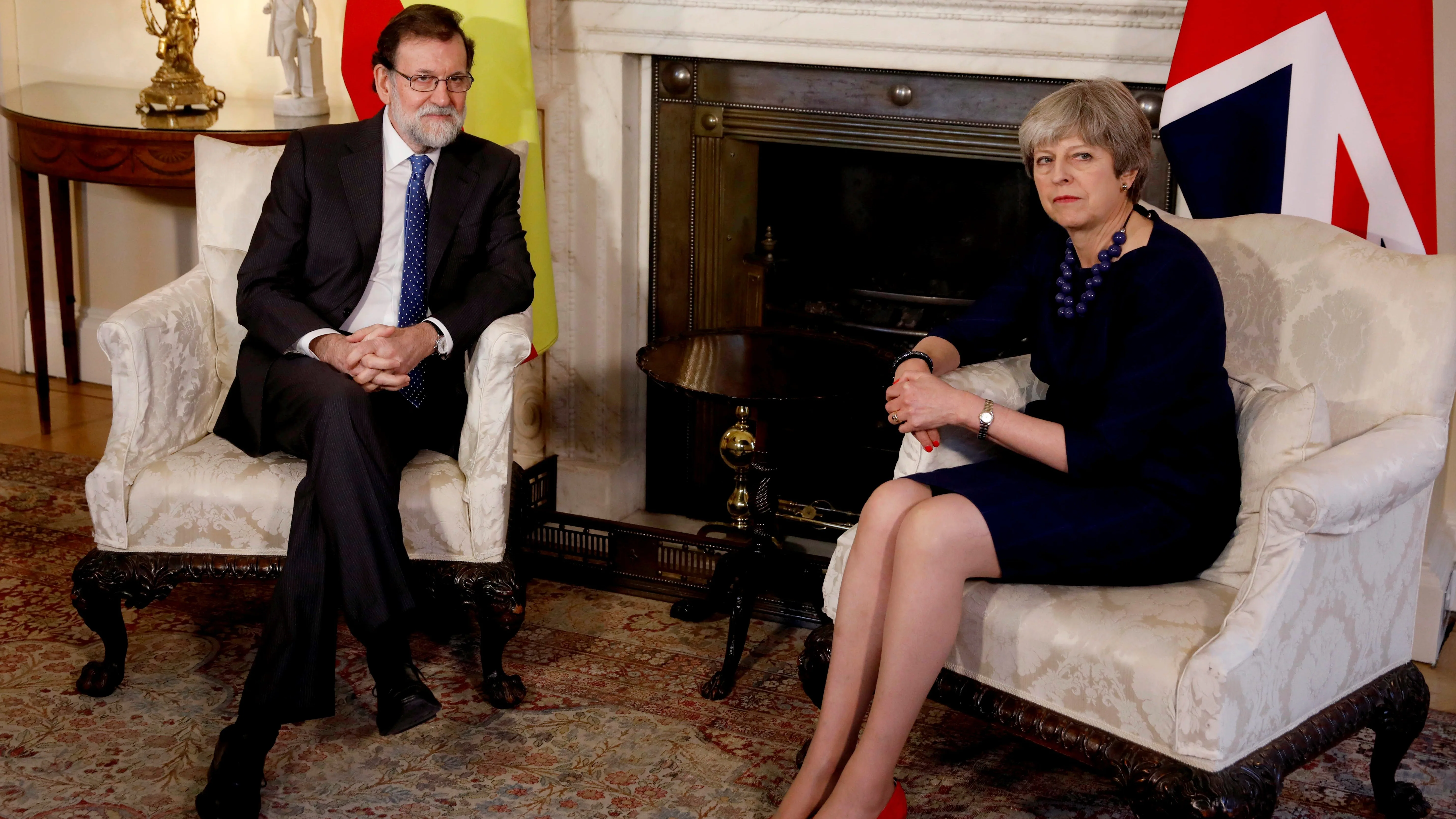 Mariano Rajoy durante la entrevista que mantuvo con Theresa May